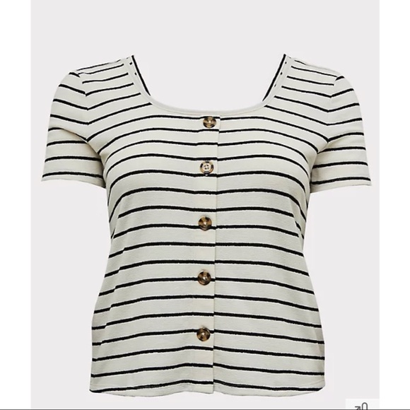 Torrid STRIPE RIB BUTTON MIDI TEE - Picture 4 of 7